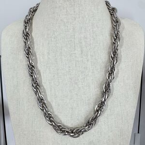 Large Chunky Silver Chain Necklace With Toggle Closure Mob Wife 27”
